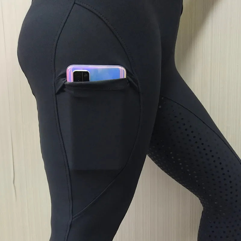 Full seat black and Tangerine riding leggings | confidence